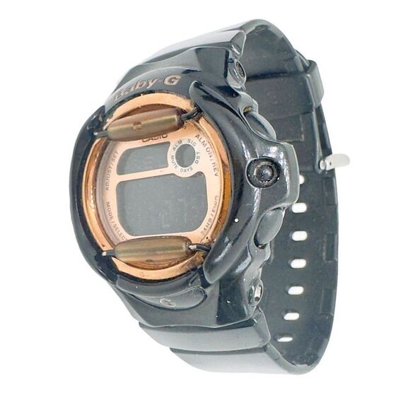 Casio Women's Wristwatch Baby G Round Digital Buckle 12-Hour Dial Black - Picture 1 of 7
